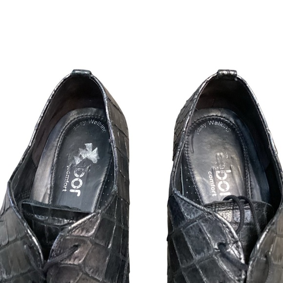 GABOR Men’s Pewter Metallic Leather Lace Up Crocodile Oxford, Size 6 - Picture 8 of 11